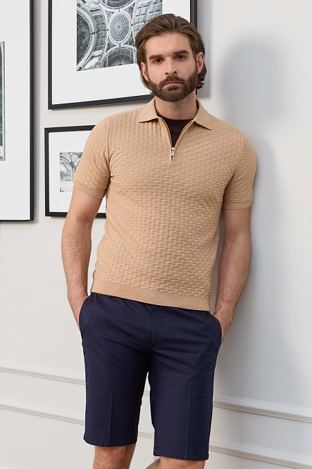 Мужские брендовые шорты из хлопка с добавлением эластана темно-синие  арт. SH-VB 1489 Navy Meucci (Италия) - фото. Цвет: Темно-синий. Купить в интернет-магазине https://shop.meucci.ru
