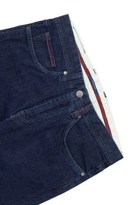 Мужские брендовые джинсы классического кроя средней ширины  арт. NLTR REG 1909 Meucci (Италия) - фото. Цвет: Синий. Купить в интернет-магазине https://shop.meucci.ru
