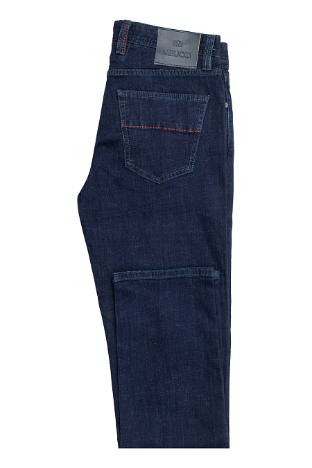 Мужские брендовые джинсы классического кроя средней ширины  арт. NLTR REG 1909 Meucci (Италия) - фото. Цвет: Синий. Купить в интернет-магазине https://shop.meucci.ru
