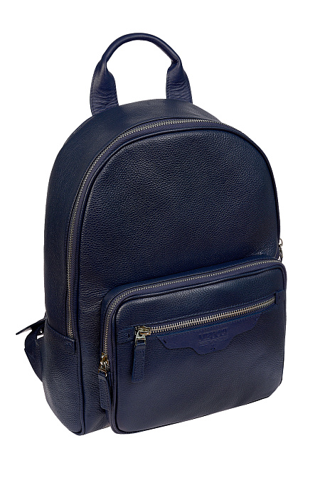 Рюкзак из зернистой кожи темно-синего цвета  для мужчин бренда Meucci (Италия), арт. О-78186 Blue - фото. Цвет: Темно-синий. Купить в интернет-магазине https://shop.meucci.ru
