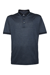 Темно-синее поло из хлопка а пуговицах  (60144/72721/661)
