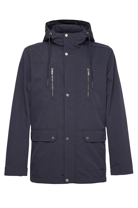 Ветровка-парка с капюшоном темно-синяя для мужчин бренда Meucci (Италия), арт. M-A-113 Blue - фото. Цвет: Темно-синий. Купить в интернет-магазине https://shop.meucci.ru
