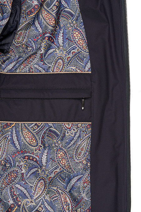 Короткий пуховик-бомбер с меховым воротником  для мужчин бренда Meucci (Италия), арт. 1797 - фото. Цвет: Темно-синий. Купить в интернет-магазине https://shop.meucci.ru
