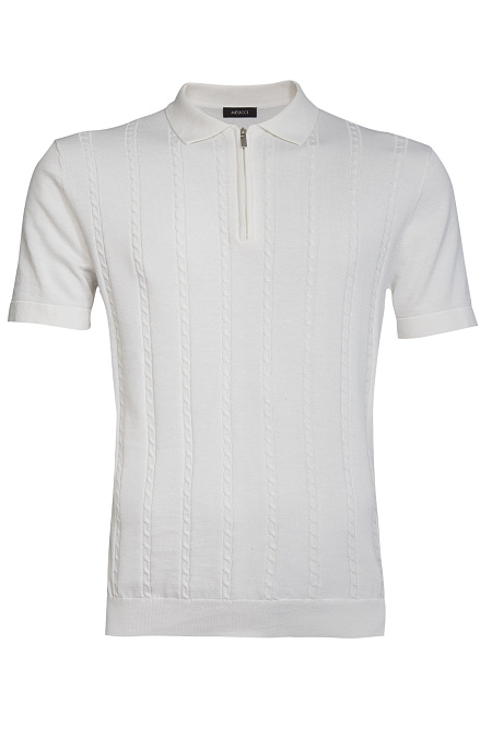 Поло из хлопка, шелка и льна белого цвета  для мужчин бренда Meucci (Италия), арт. MEU-SS2407/DQSS01 - фото. Цвет: Белый. Купить в интернет-магазине https://shop.meucci.ru
