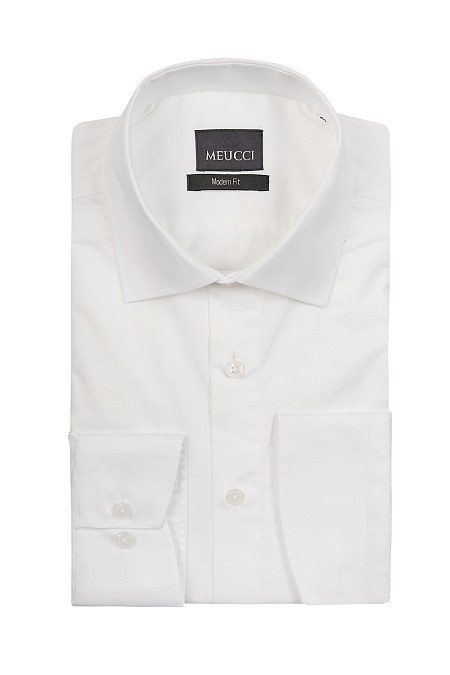 Модная мужская рубашка белого цвета из хлопка sea island  арт. CL 10224070/301019 от Meucci (Италия) - фото. Цвет: Белый.
