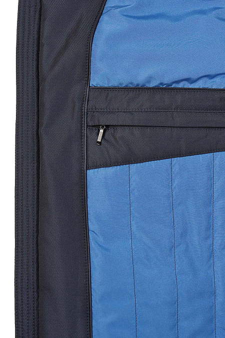 Cтеганый пуховик с капюшоном и меховой опушкой  для мужчин бренда Meucci (Италия), арт. 3225 - фото. Цвет: Темно-синий. Купить в интернет-магазине https://shop.meucci.ru
