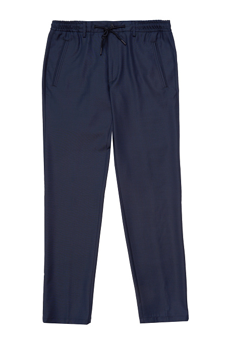 Мужские брюки в спортивном стиле из тонкой шерсти темно-синие  арт. MI 24368320-02 Meucci (Италия) - фото. Цвет: Темно-синий. Купить в интернет-магазине https://shop.meucci.ru
