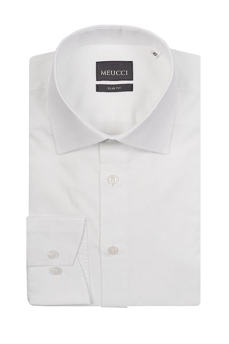 Модная мужская рубашка белая с микродизайном  арт. SL 10224070/301041 от Meucci (Италия) - фото. Цвет: .
