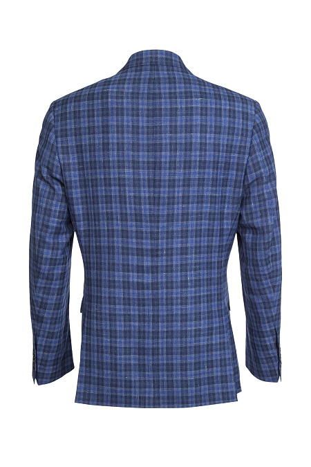 Мужской пиджак синий в клетку из смеси шерсти, льна и шелка  Meucci (Италия), арт. MI 1200181EZ/11635 - фото. Цвет: Синий, клетка. Купить в интернет-магазине https://shop.meucci.ru
