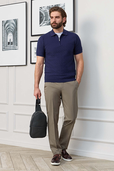 Мужские брюки из хлопка цвета хаки  арт. CH-VB 6310 Green Meucci (Италия) - фото. Цвет: Бежевый хаки. Купить в интернет-магазине https://shop.meucci.ru
