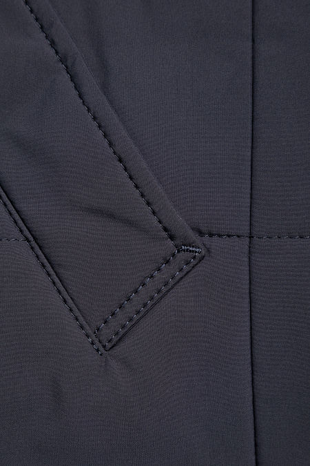 Удлиненная стеганая куртка-пальто с меховым воротником  (6099)