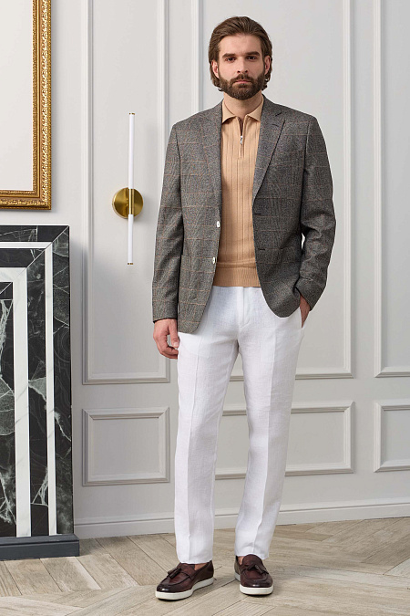 Мужские брендовые льняные брюки белые  арт. SP-LP 2250 White Meucci (Италия) - фото. Цвет: Белый. Купить в интернет-магазине https://shop.meucci.ru
