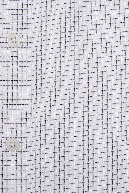 Модная мужская рубашка белая в тонкую синюю клетку  арт. SL 10224070/301033 от Meucci (Италия) - фото. Цвет: Белый в синюю клетку.
