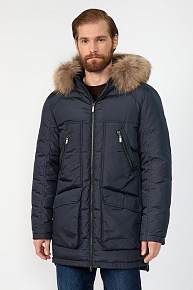 Удлиненный пуховик-парка с капюшоном (9880)
