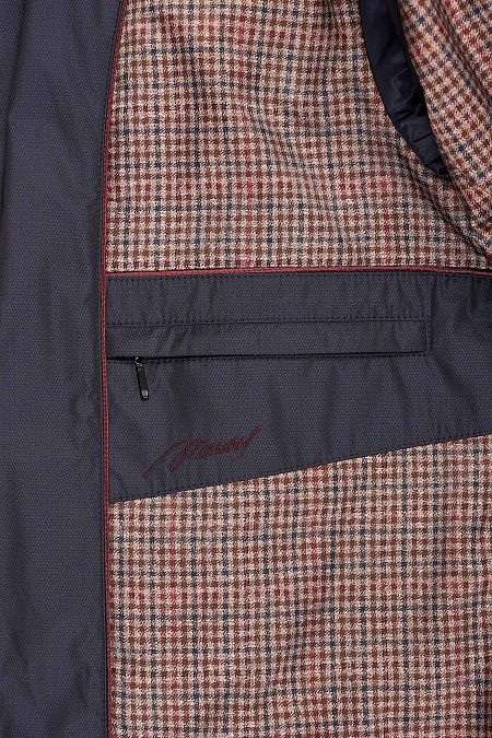 Стеганый пуховик с капюшоном и меховой опушкой  для мужчин бренда Meucci (Италия), арт. 1025 - фото. Цвет: Темно-синий. Купить в интернет-магазине https://shop.meucci.ru
