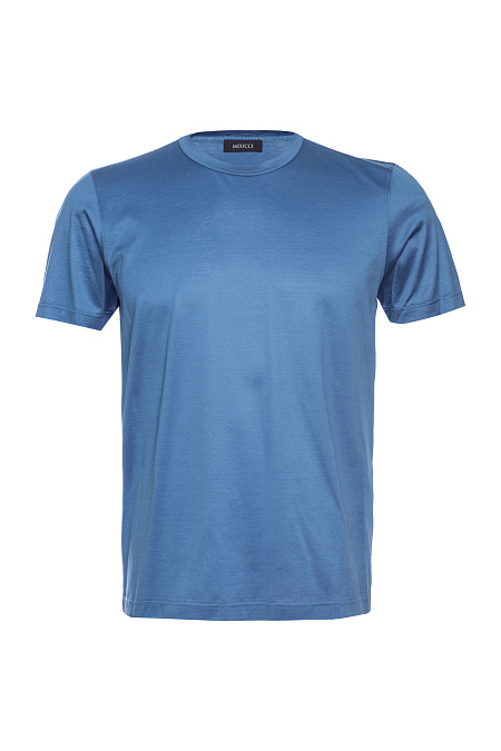 Футболка хлопковая светло-синяя  для мужчин бренда Meucci (Италия), арт. 60155/74000/560 - фото. Цвет: светло-синий. Купить в интернет-магазине https://shop.meucci.ru
