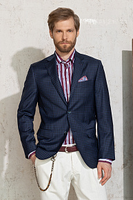 Пиджак синий в мелкую клетку из шерсти  (MI 1200181/11607)