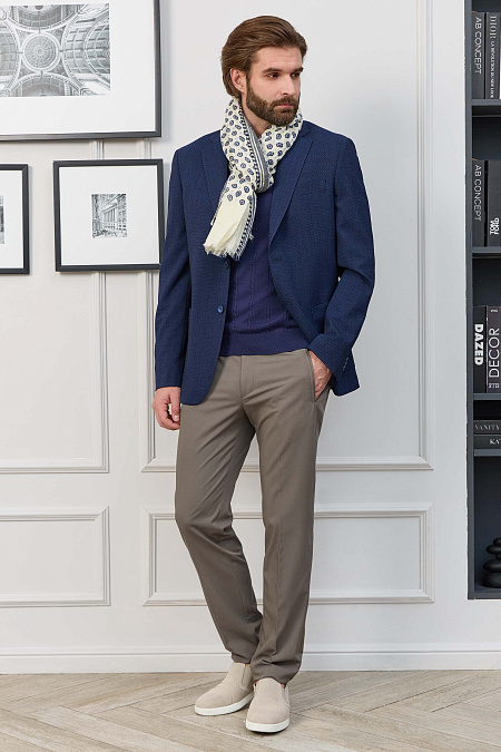 Мужской жаккардовый пиджак темно-синий из шерсти с добавлением эластана  Meucci (Италия), арт. MI 1200181GB/11756 - фото. Цвет: Темно-синий. Купить в интернет-магазине https://shop.meucci.ru
