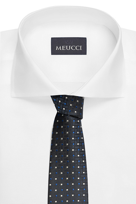Галстук с мелким цветным орнаментом для мужчин бренда Meucci (Италия), арт. EKM212202-92 - фото. Цвет: Темно-синий, цветной орнамент. Купить в интернет-магазине https://shop.meucci.ru
