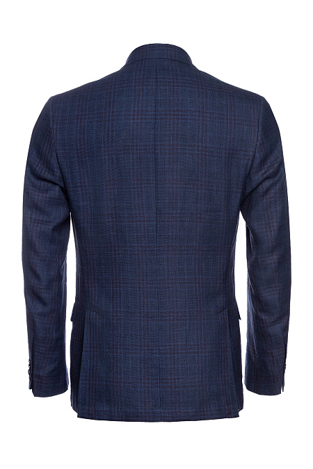 Мужской костюм в клетку из льна, шерсти и шелка Meucci (Италия), арт. MI 2200191/11003 - фото. Цвет: Темно-синий в клетку.