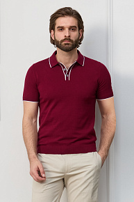 Поло бордовое с цветными кантами на манжетах и воротнике  (MEU-2509/DQSS27)