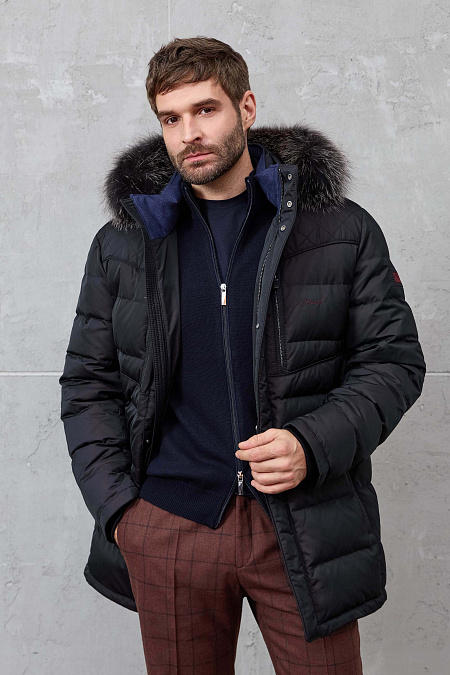 Мужской брендовый кардиган темно-синего цвета с застежкой на молнию арт. 13009/22025 Dk.NAVY Meucci (Италия) - фото. Цвет: Темно-синий. Купить в интернет-магазине https://shop.meucci.ru
