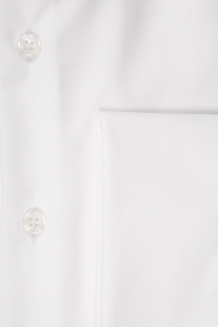 Модная мужская рубашка с белым микродизайном, манжетами под запонки и эффектом non iron  арт. SL 10224070/301043Z от Meucci (Италия) - фото. Цвет: Белый, микродизайн.

