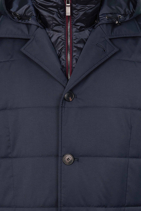 Легкая утепленная куртка с манишкой и капюшоном  для мужчин бренда Meucci (Италия), арт. 5215 - фото. Цвет: Темно-синий. Купить в интернет-магазине https://shop.meucci.ru
