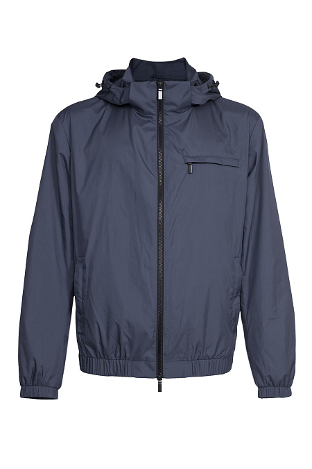 Ветровка с капюшоном синего цвета для мужчин бренда Meucci (Италия), арт. M-C-136 Dk.Blue - фото. Цвет: Синий. Купить в интернет-магазине https://shop.meucci.ru
