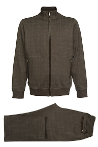 Трикотажный спортивный костюм ккоричневый в крупную клетку  (SPS 10026 BROWN)