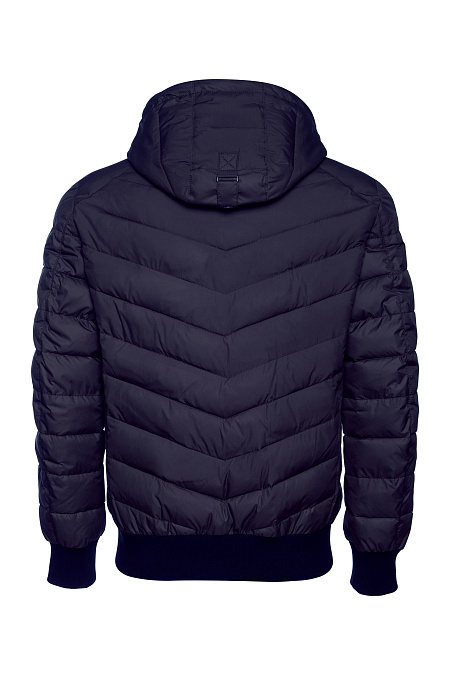 Стеганая короткая куртка-пуховик с капюшоном  для мужчин бренда Meucci (Италия), арт. 7455 - фото. Цвет: Темно-синий. Купить в интернет-магазине https://shop.meucci.ru
