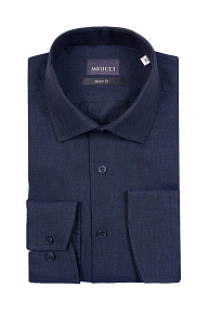 Темно-синяя льняная рубашка с длинным рукавом  (CL 10224070/301025)