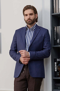 Пиджак темно-синий из смеси верблюжьей шерсти и шелка  (MI 1200181DR/11743)