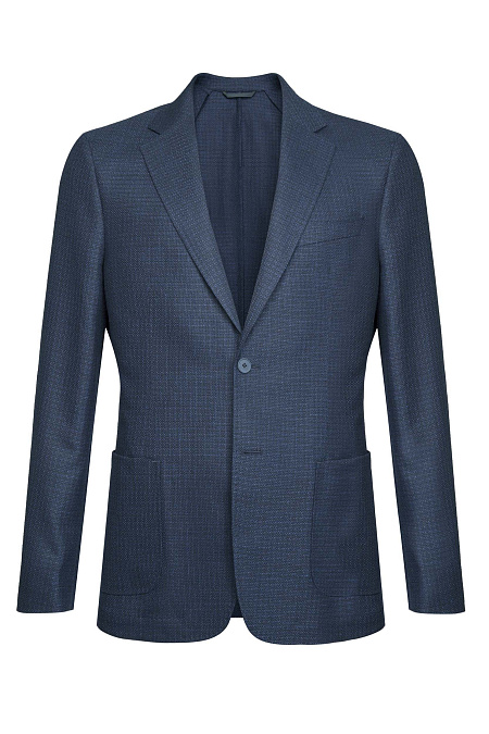 Мужской летний пиджак без подклада из смеси хлопка и шерсти  Meucci (Италия), арт. MI 1200181DE/11748 - фото. Цвет: Темно-синий. Купить в интернет-магазине https://shop.meucci.ru
