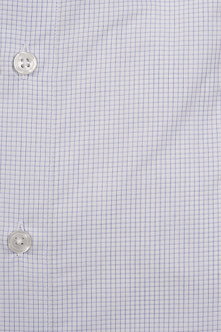 Модная мужская белая рубашка в тонкую клетку светло-синего цвета арт. SL 10224070/301014 от Meucci (Италия) - фото. Цвет: Белый в светло-синюю клетку.
