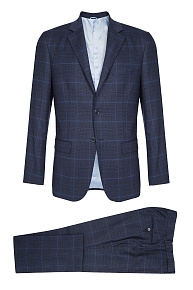 Костюм темно-синий в клетку из шерсти с эластаном (MI 2200191DR/11028)