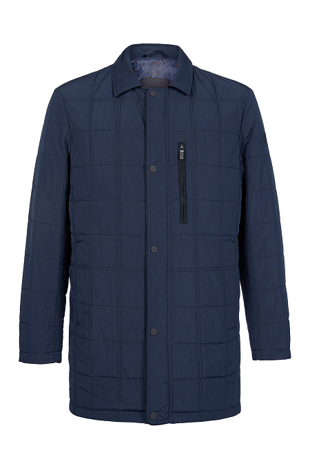 Утепленная стеганая куртка средней длины в классическом стиле для мужчин бренда Meucci (Италия), арт. 3966 - фото. Цвет: Темно-синий. Купить в интернет-магазине https://shop.meucci.ru
