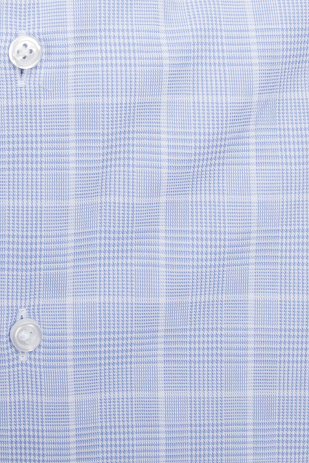 Модная мужская рубашка хлопковая в бело-голубую клетку  арт. SL 902022 R 91AG/302206 от Meucci (Италия) - фото. Цвет: Бело-голубая клетка.
