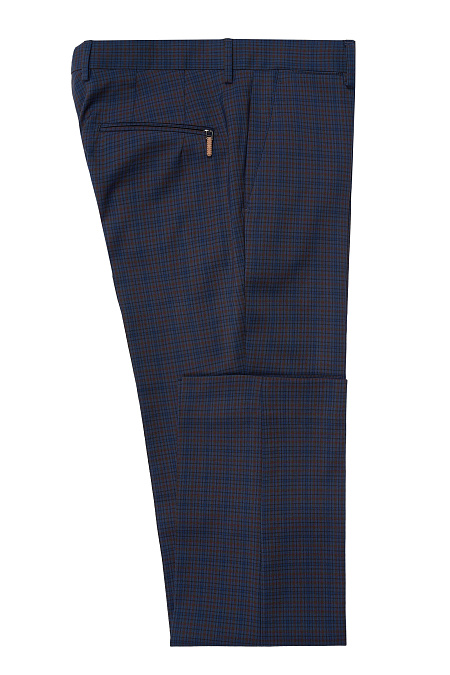 Мужские брюки темно-синие в клетку арт. RD 1811 Blue Meucci (Италия) - фото. Цвет: Темно-синий в клетку. Купить в интернет-магазине https://shop.meucci.ru
