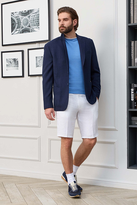 Мужской пиджак темно-синий с жаккардовым дизайном   Meucci (Италия), арт. MI 1200181GB/11747 - фото. Цвет: Темно-синий. Купить в интернет-магазине https://shop.meucci.ru
