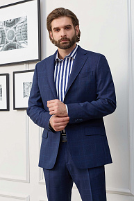 Легкий костюм темно-синий в клетку из тонкой шерсти  (MI 2200191DR/12100)