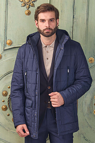 Утепленная стеганая куртка средней длины с капюшоном  (8998)