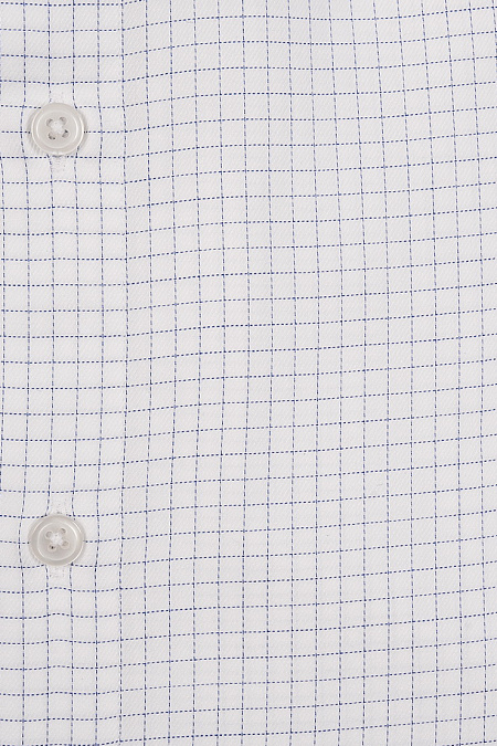 Модная мужская рубашка белая в клетку светло-синего цвета  арт. SL 10224070/301015 от Meucci (Италия) - фото. Цвет: Белый в светло-синюю клетку.
