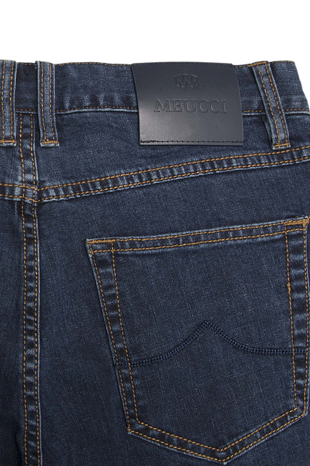 Мужские брендовые темно-синие джинсы прямого кроя среднего облегания  арт. NLW REG 2501 Meucci (Италия) - фото. Цвет: Темно-синие. Купить в интернет-магазине https://shop.meucci.ru
