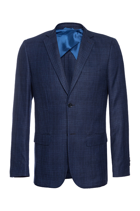 Мужской костюм синий в клетку из льна, шерсти и шелка  Meucci (Италия), арт. MI 2200191/11005 - фото. Цвет: Синий в клетку.