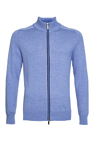 Шерстяной кардиган на молнии светло-синий  (FZIP+ALC/77900/5M1777)