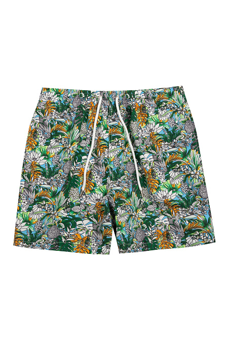 Мужские брендовые шорты плавательные зеленого цвета с рисунком арт. 16006/3 Meucci (Италия) - фото. Цвет: Зеленый с рисунком. Купить в интернет-магазине https://shop.meucci.ru
