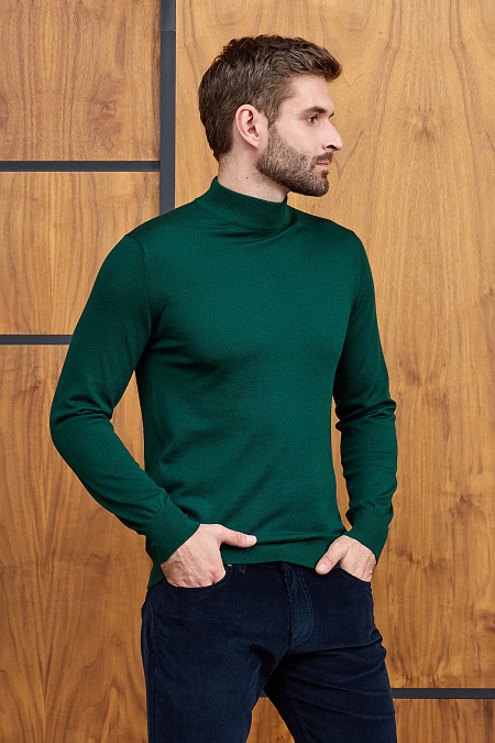 Мужская брендовая водолазка зеленого цвета с воротником-стойкой  арт. 63016/22025 GREEN Meucci (Италия) - фото. Цвет: Зеленый. Купить в интернет-магазине https://shop.meucci.ru

