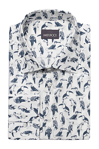 Рубашка хлопковая с принтом в виде птиц (SL 902020 R 91AG/302114)
