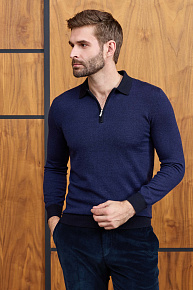 Джемпер-поло синего цвета с застежкой на молнию (43016/22025 Dk.NAVY)